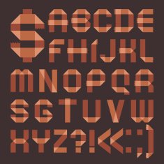 Font from brownish scotch tape - Roman alphabet