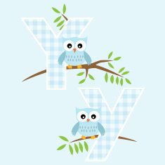 Alphabet for baby boy with owl vector letters Y N2
