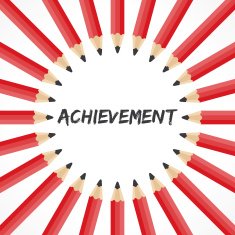 Achievement word with pencil background