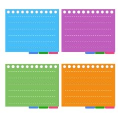 Four Color of Lined Spiral Notepad Papers with Tabs