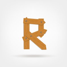 Letter made from wooden boards for your design N19