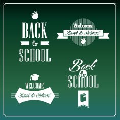 Retro back to school ribbon labels illustration background