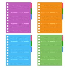 Four Color of Lined Spiral Notepad Papers with Tabs N2