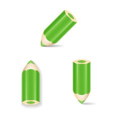 Green Pencil Icon Set Isolated Vector