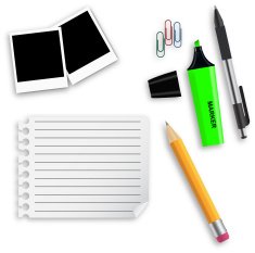 Various office supplies vector illustration on business theme N2