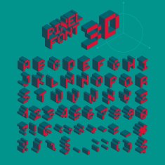 Isometric Pixel Font Vector Letters Alphabet N3