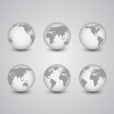 Set of globes World Map Vector