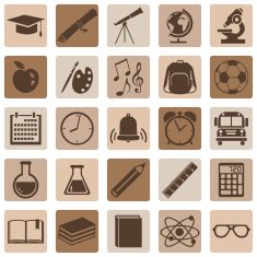 Vector Set of 25 School Icons N21