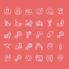 Set of thin line people icons