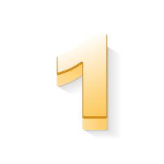 3d shiny golden number 1 N2
