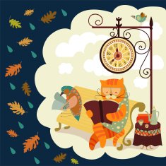 cat and bird reading a book N2