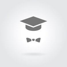 graduation cap icon in flat style