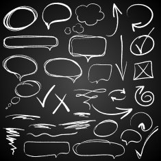 Hand-drawn design elements on blackboard