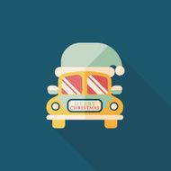 Christmas car flat icon with long shadow eps10 N8