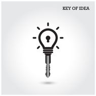 Creative light bulb idea concept Key of idea