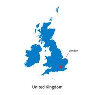 Detailed vector map of United Kingdom and capital city London