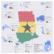 Dot And Flag Map Of Ghana Infographic Design
