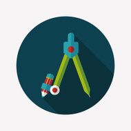 Compass Pencil flat icon with long shadow eps10 N12