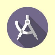 Compass icon Flat long shadow design