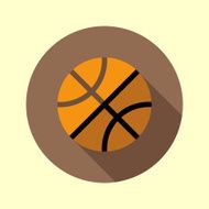 Basketball ball icon Flat long shadow design