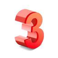 3d shiny red number 3 N4