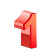 3d shiny red number 1 N2