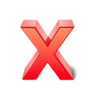 3D Red Letter X N8