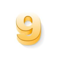 3d shiny golden number 9 N3