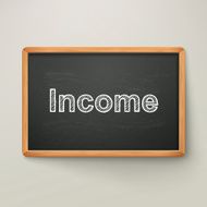 income on blackboard in wooden frame