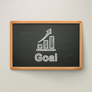 goal on blackboard in wooden frame