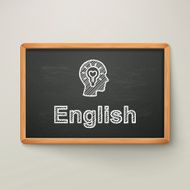 english on blackboard in wooden frame