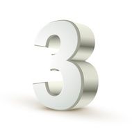 3d shiny silver number 3