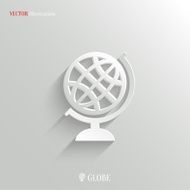 Globe icon - vector white app button N2