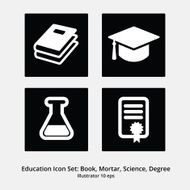 Education Icon Set Books Mortar Science Degree N2