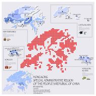 Dot And Flag Map Of Hong Kong Infographic Design