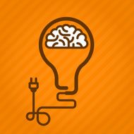 Symbolic Light Bulb With Brain Inside And Electric Plug N2