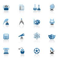 Blue School Icon Set N2