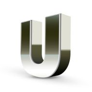 3d silver steel letter U N5