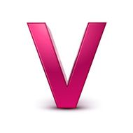 3d alphabet pink V
