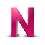 3d alphabet pink N