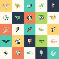 Set of flat design bird icons