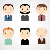 Set of colorful male faces icons Cartoon characters