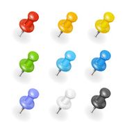 Vector set of rainbow pushpins white background