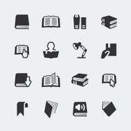 Vector books and reading mini icons set