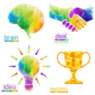 idea light bulb human brain handshake deal success cup