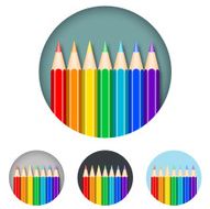 Coloured Pencils Round Icon