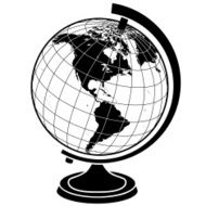 globe in black and white