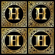 Old Paper with Decorative Letter H N2