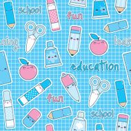 Back to school kawaii pattern