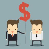 businessman giving money balloon